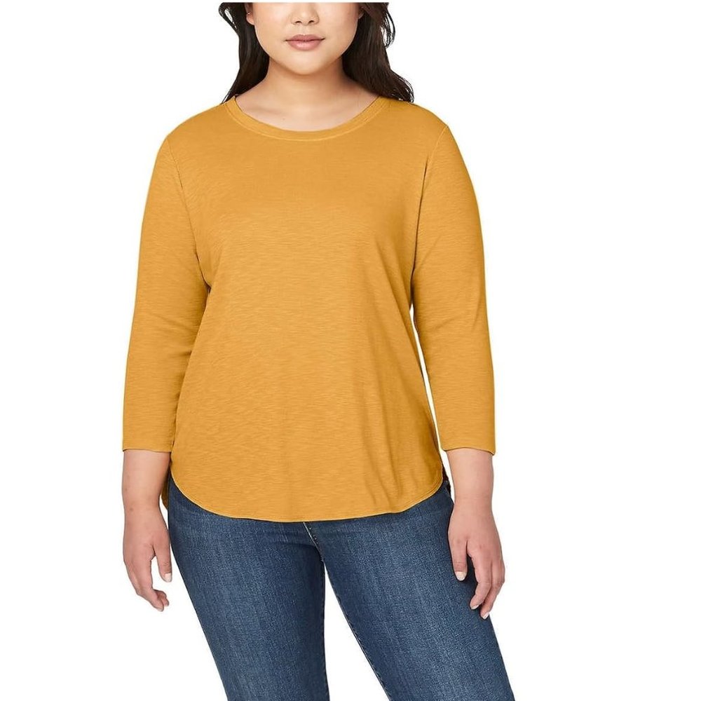 NWoT Kirkland Women's Slub Jersey 3/4 Sleeve Tee Yellow Size 2XL $45 EE117